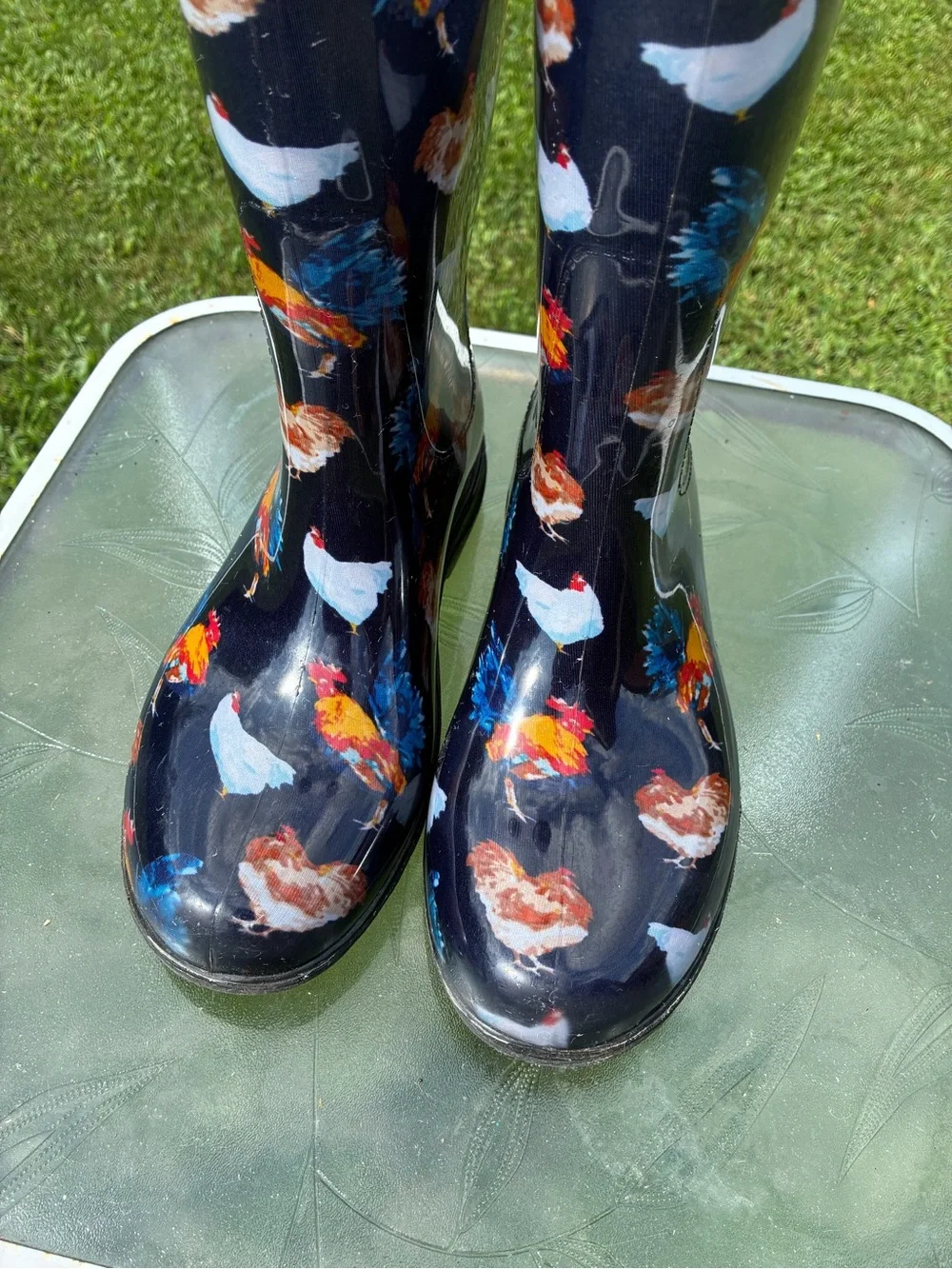 Sloggers Rain Boots Chickens Rooster and Hen Print Women's 7